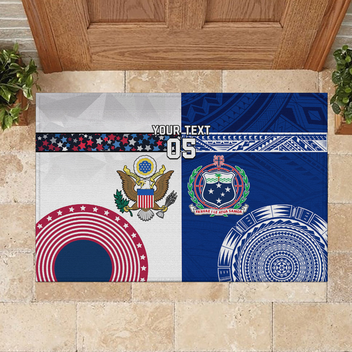 Custom Samoa And USA Together Rubber Doormat LT05 - Polynesian Pride