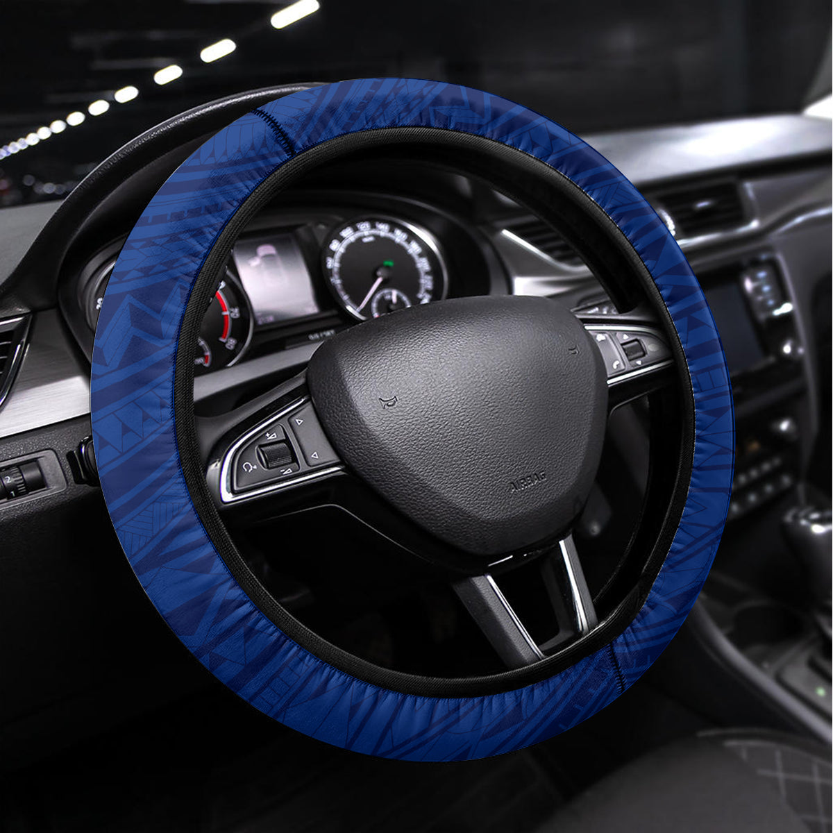 Custom Samoa And USA Together Steering Wheel Cover LT05 Universal Fit Blue - Polynesian Pride