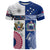 Custom Samoa And USA Together T Shirt LT05 Blue - Polynesian Pride