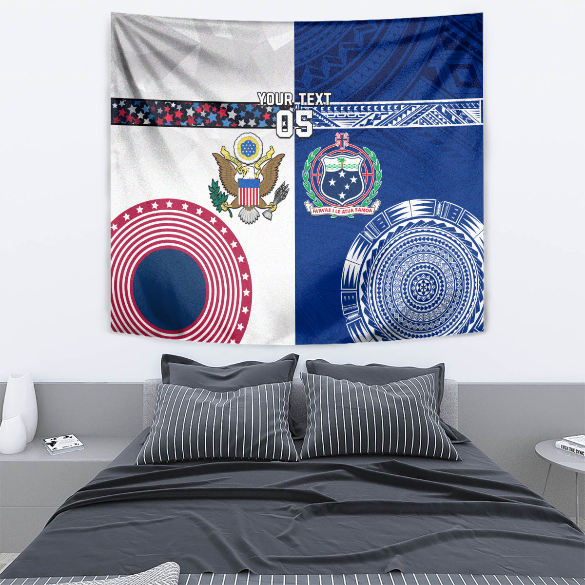 Custom Samoa And USA Together Tapestry LT05 - Polynesian Pride
