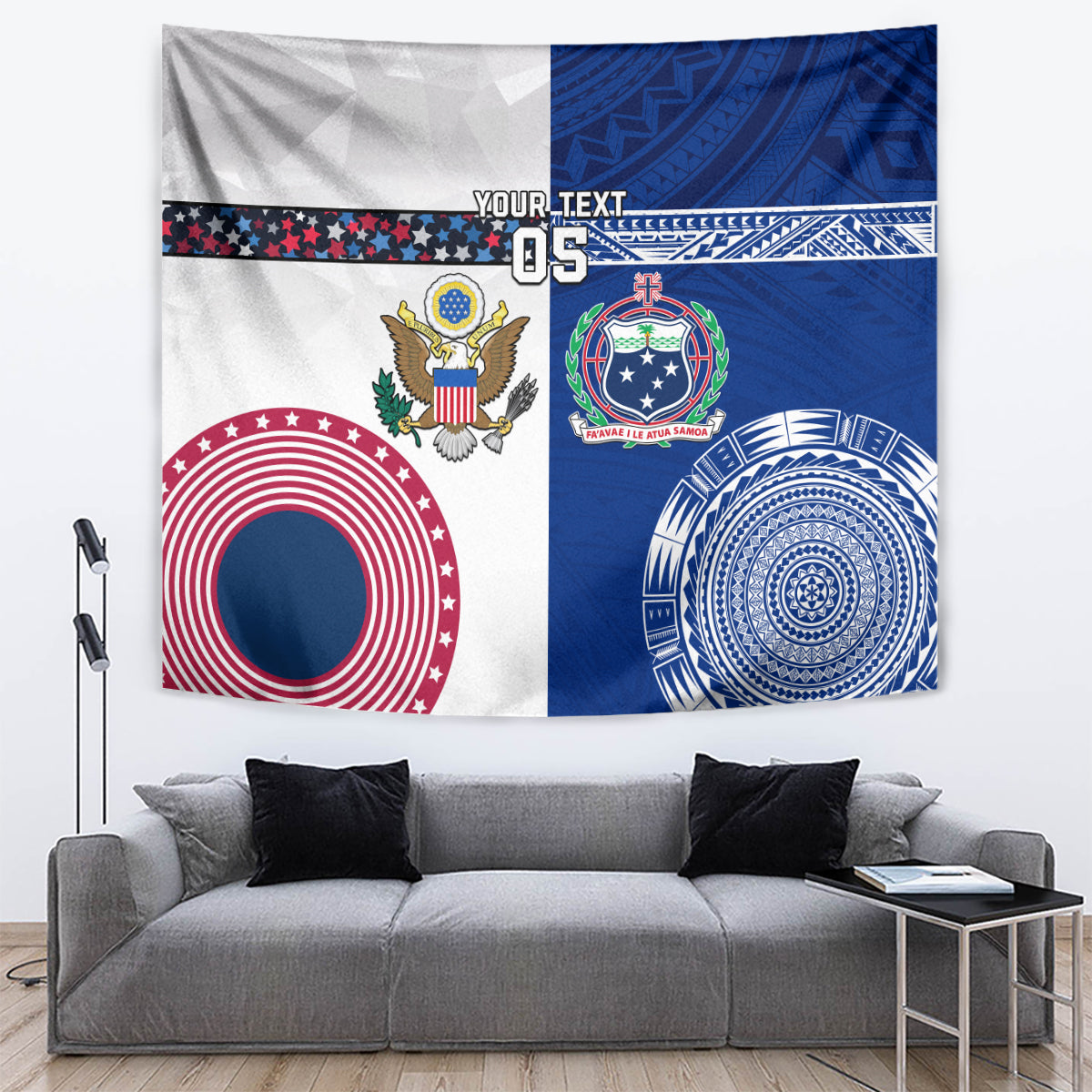 Custom Samoa And USA Together Tapestry LT05 - Polynesian Pride