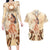 Tonga Women's Day Couples Matching Long Sleeve Bodycon Dress and Hawaiian Shirt With Polynesian Pattern LT05 Beige - Polynesian Pride