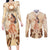 Tonga Women's Day Couples Matching Long Sleeve Bodycon Dress and Long Sleeve Button Shirt With Polynesian Pattern LT05 Beige - Polynesian Pride