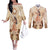 Tonga Women's Day Couples Matching Off The Shoulder Long Sleeve Dress and Long Sleeve Button Shirt With Polynesian Pattern LT05 Beige - Polynesian Pride