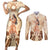 Tonga Women's Day Couples Matching Short Sleeve Bodycon Dress and Long Sleeve Button Shirt With Polynesian Pattern LT05 Beige - Polynesian Pride