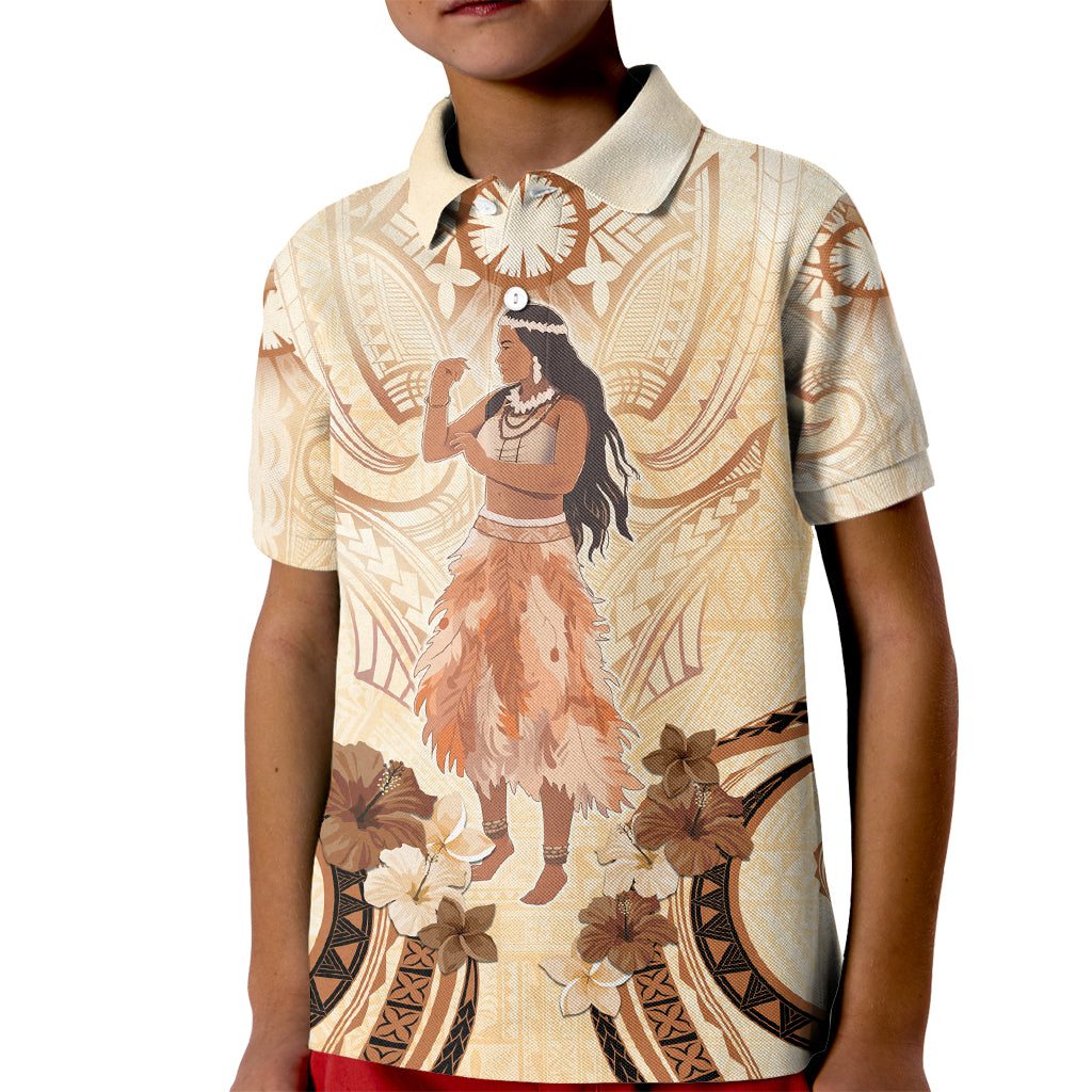 Tonga Women's Day Kid Polo Shirt With Polynesian Pattern LT05 Kid Beige - Polynesian Pride