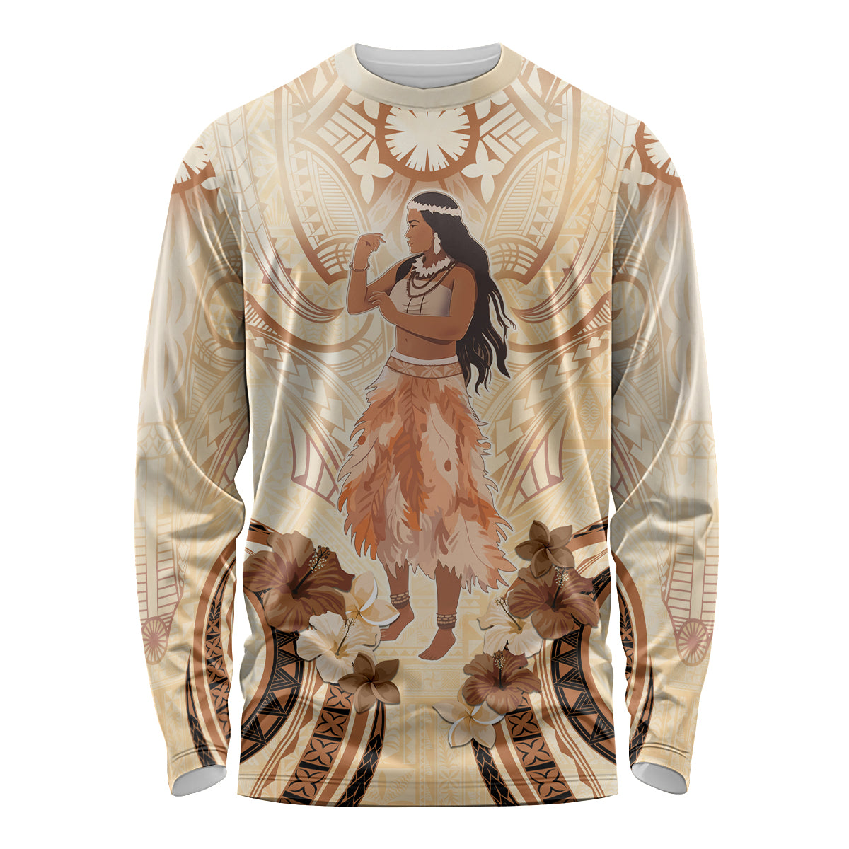 Tonga Women's Day Long Sleeve Shirt With Polynesian Pattern LT05 Unisex Beige - Polynesian Pride