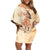 Tonga Women's Day Off Shoulder Short Dress With Polynesian Pattern LT05 Women Beige - Polynesian Pride