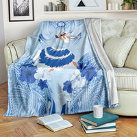 Cook Islands Women's Day Blanket With Polynesian Pattern LT05 Blue - Polynesian Pride