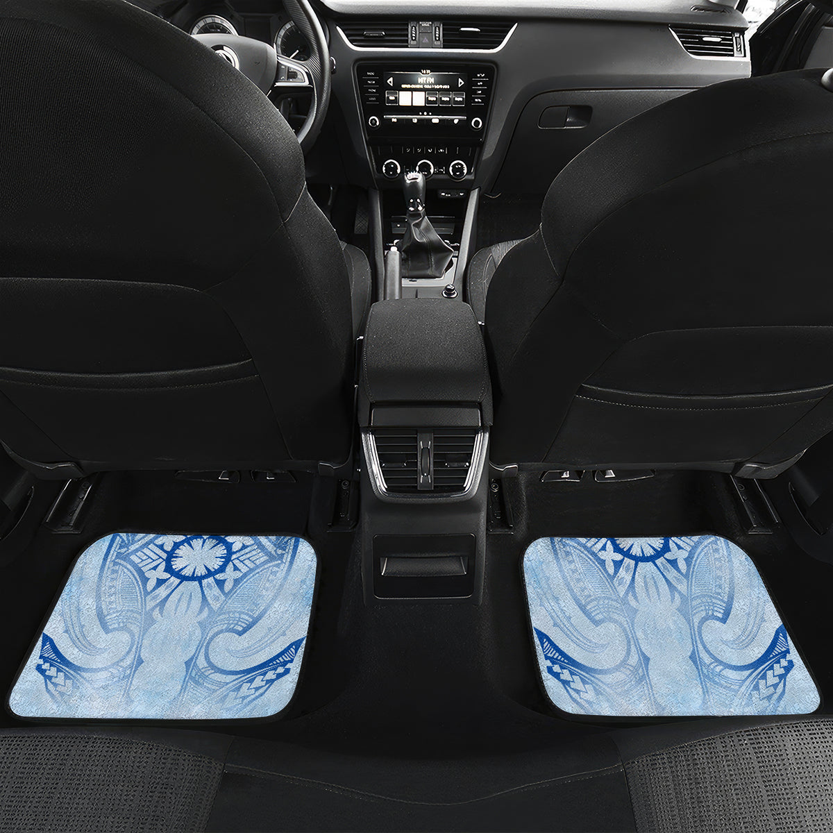 Cook Islands Women's Day Car Mats With Polynesian Pattern LT05 Set 2pcs - Back Blue - Polynesian Pride