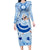 Cook Islands Women's Day Family Matching Long Sleeve Bodycon Dress and Hawaiian Shirt With Polynesian Pattern LT05 Mom's Dress Blue - Polynesian Pride