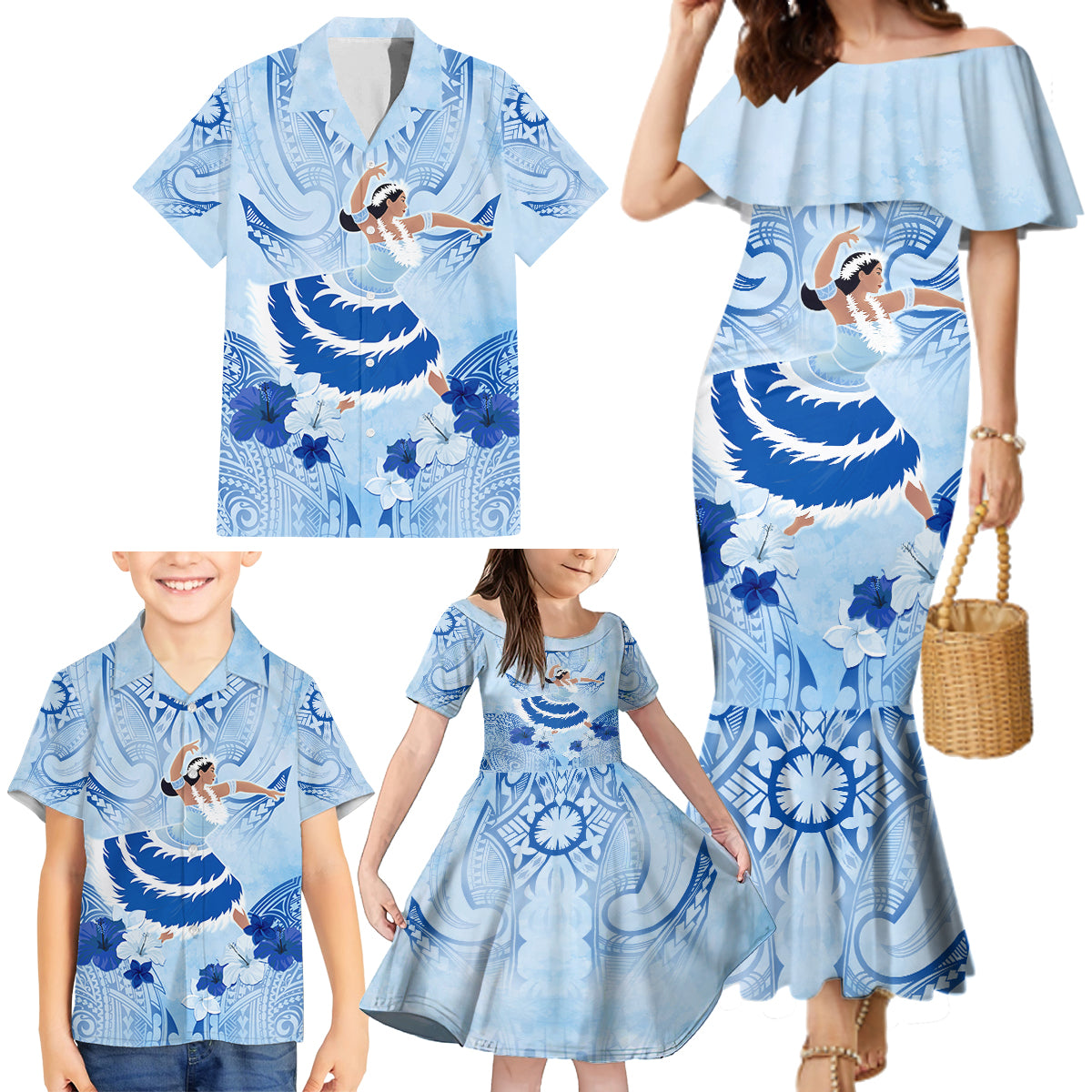 Cook Islands Women's Day Family Matching Mermaid Dress and Hawaiian Shirt With Polynesian Pattern LT05 - Polynesian Pride