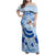 Cook Islands Women's Day Family Matching Off Shoulder Maxi Dress and Hawaiian Shirt With Polynesian Pattern LT05 Mom's Dress Blue - Polynesian Pride