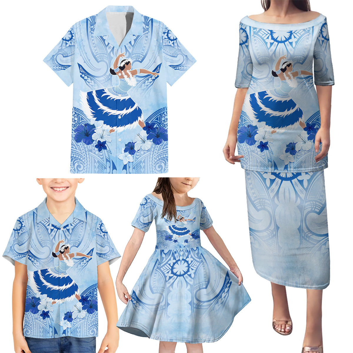 Cook Islands Women's Day Family Matching Puletasi and Hawaiian Shirt With Polynesian Pattern LT05 - Polynesian Pride