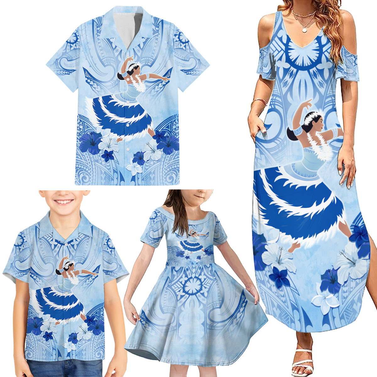 Cook Islands Women's Day Family Matching Summer Maxi Dress and Hawaiian Shirt With Polynesian Pattern LT05 - Polynesian Pride