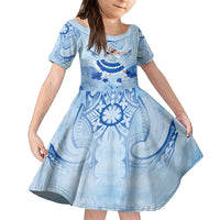 Cook Islands Women's Day Family Matching Tank Maxi Dress and Hawaiian Shirt With Polynesian Pattern LT05 Daughter's Dress Blue - Polynesian Pride