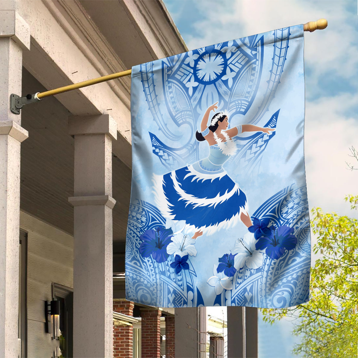 Cook Islands Women's Day Garden Flag With Polynesian Pattern LT05 House Flag Blue - Polynesian Pride