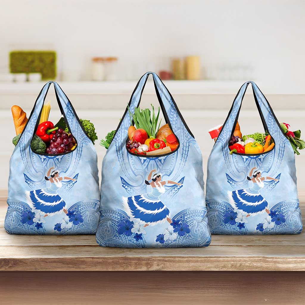 Cook Islands Women's Day Grocery Bag With Polynesian Pattern LT05 3-pack One Size Blue - Polynesian Pride