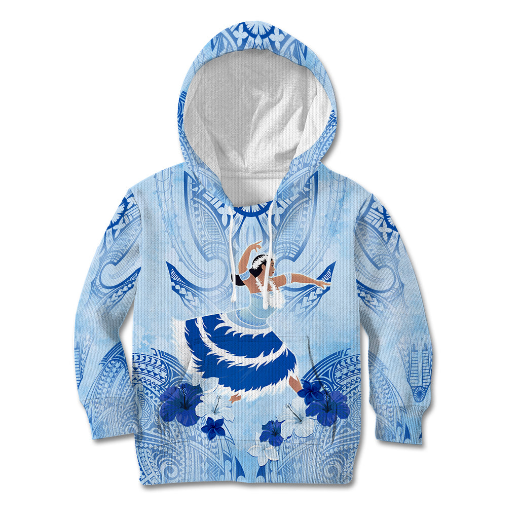 Cook Islands Women's Day Kid Hoodie With Polynesian Pattern LT05 Hoodie Blue - Polynesian Pride