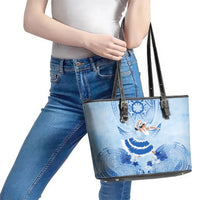 Cook Islands Women's Day Leather Tote Bag With Polynesian Pattern LT05 - Polynesian Pride