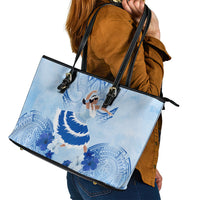 Cook Islands Women's Day Leather Tote Bag With Polynesian Pattern LT05 - Polynesian Pride