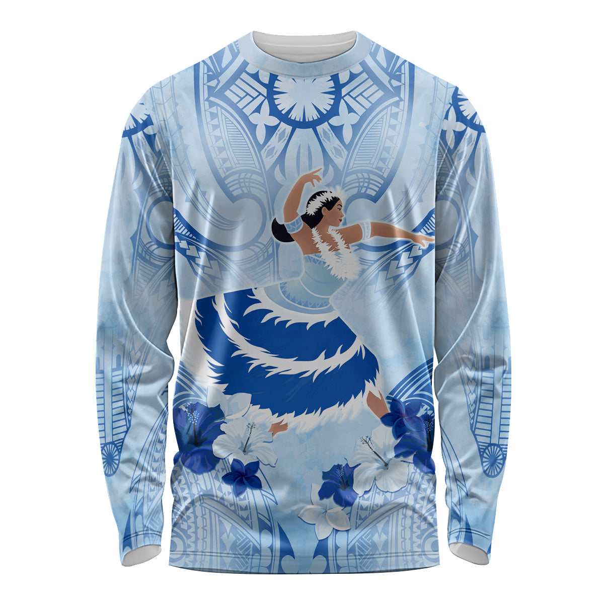 Cook Islands Women's Day Long Sleeve Shirt With Polynesian Pattern LT05 Unisex Blue - Polynesian Pride