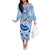 Cook Islands Women's Day Off The Shoulder Long Sleeve Dress With Polynesian Pattern LT05 Women Blue - Polynesian Pride