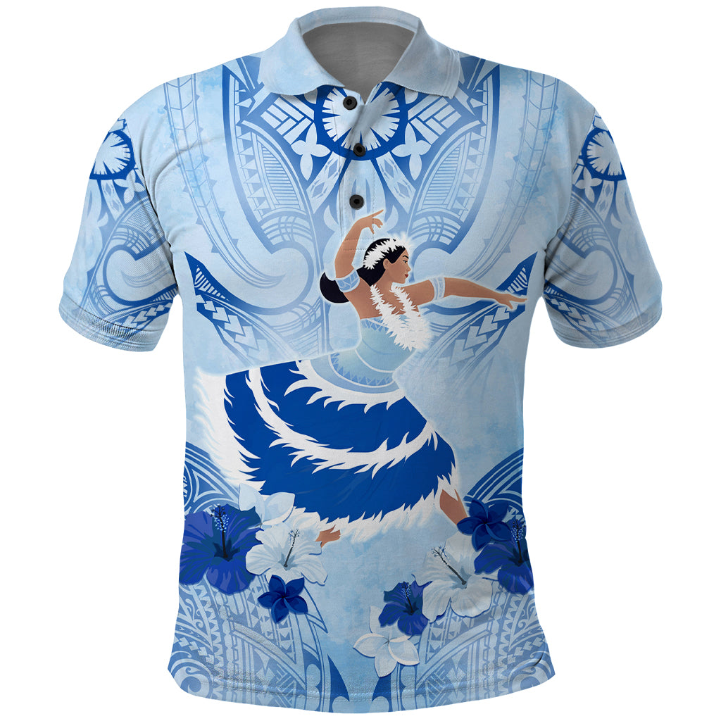 Cook Islands Women's Day Polo Shirt With Polynesian Pattern LT05 Blue - Polynesian Pride