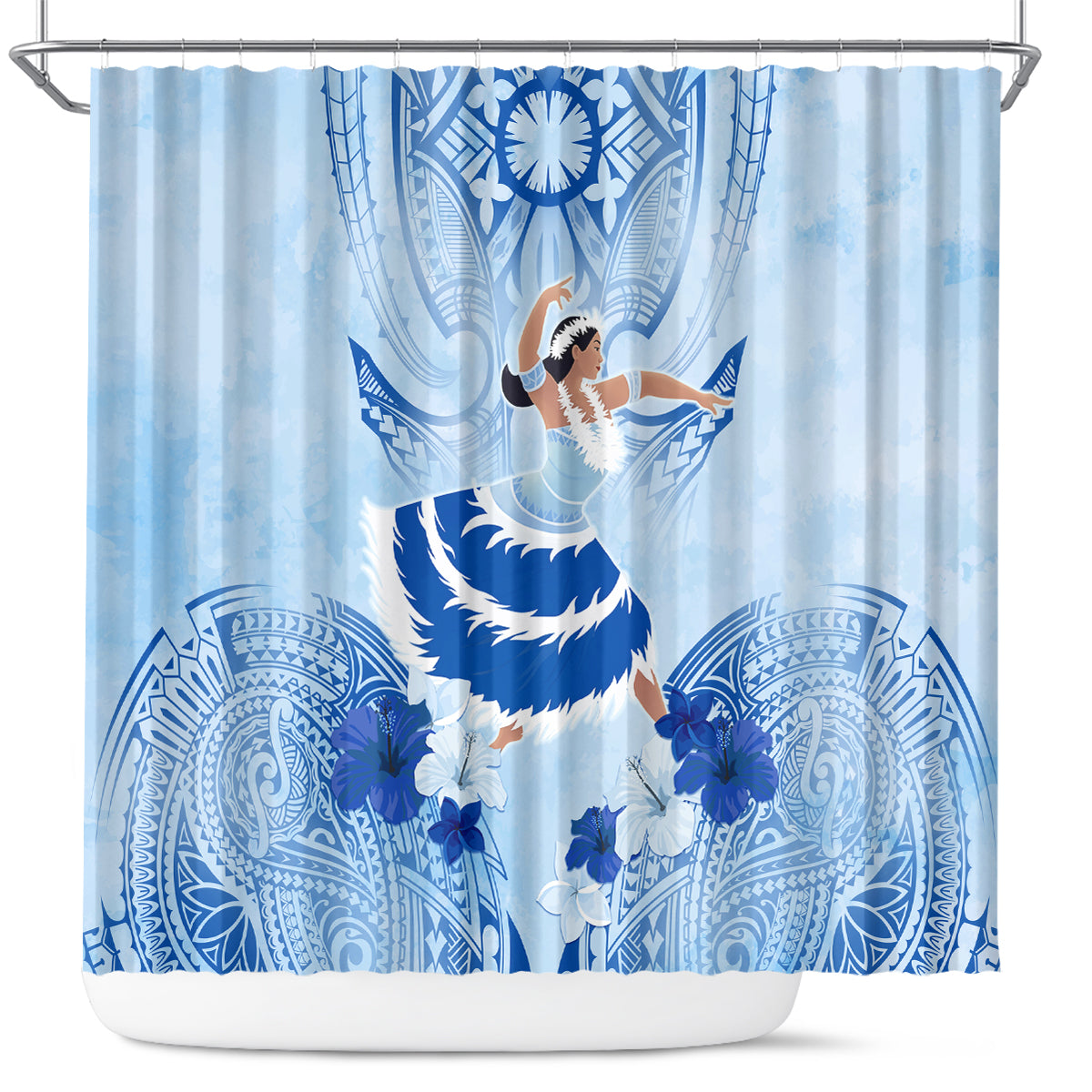 Cook Islands Women's Day Shower Curtain With Polynesian Pattern