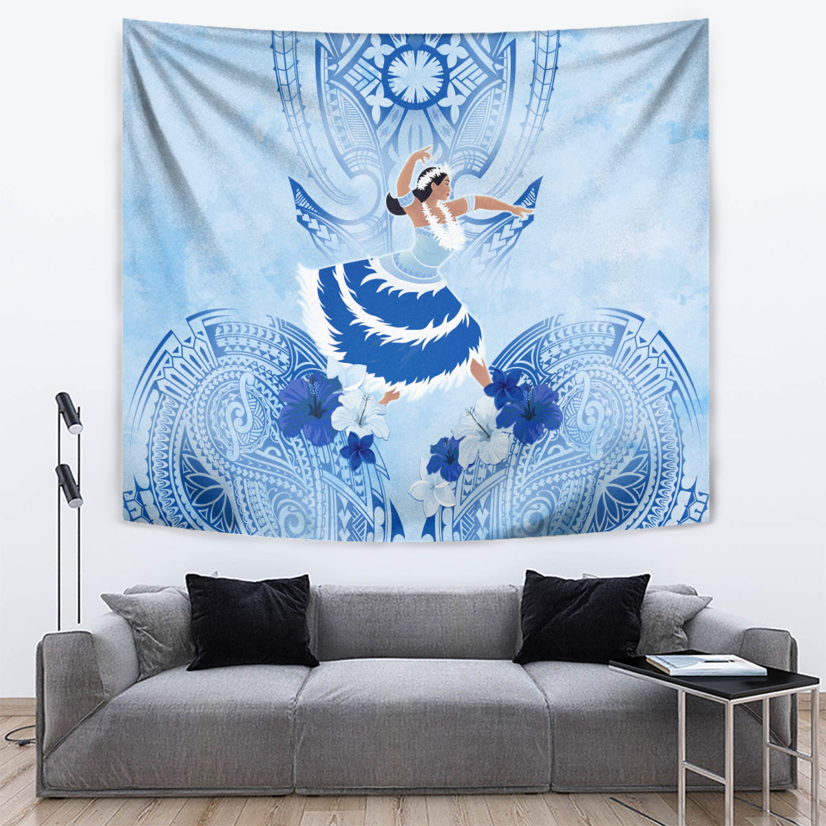 Cook Islands Women's Day Tapestry With Polynesian Pattern LT05 Blue - Polynesian Pride