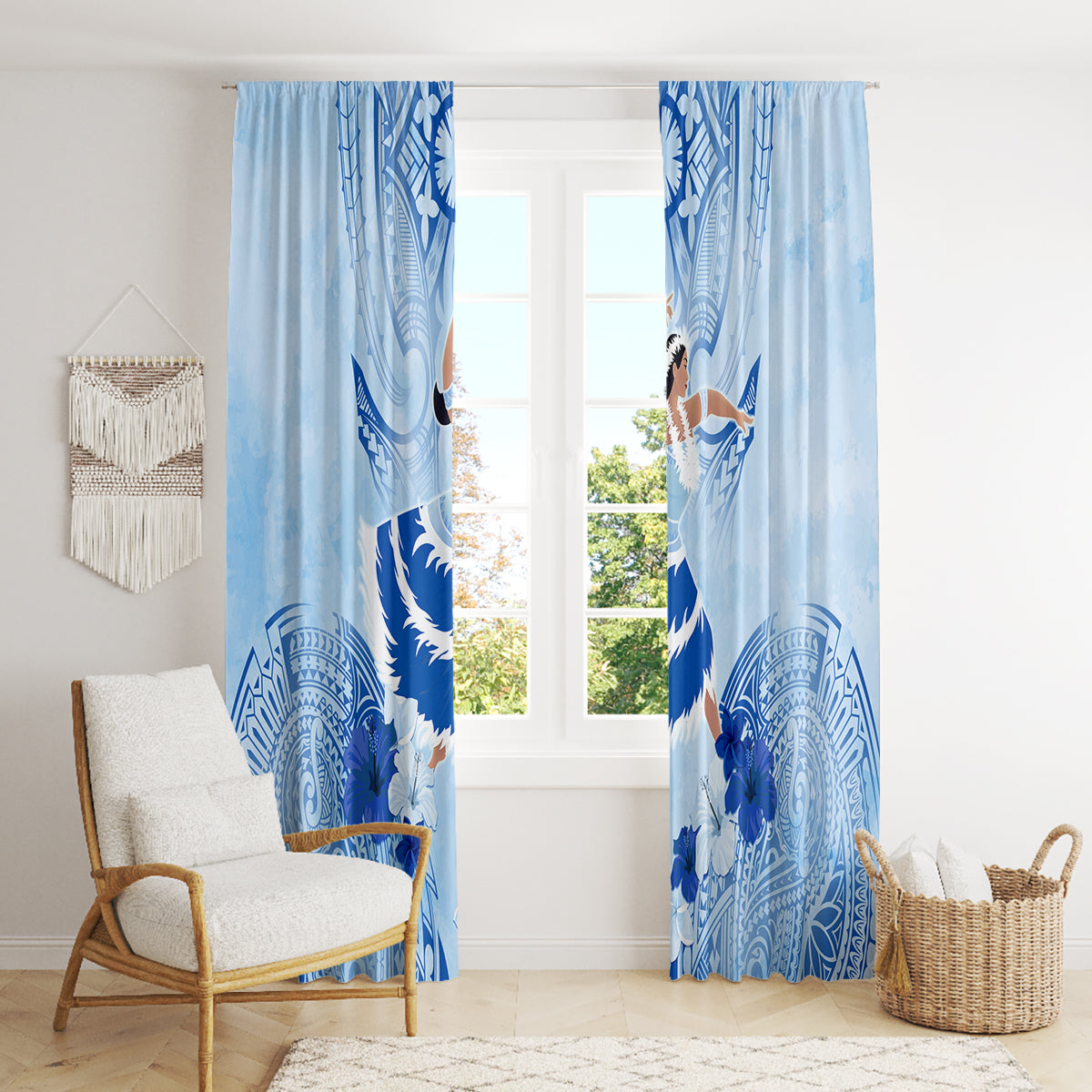 Cook Islands Women's Day Window Curtain With Polynesian Pattern LT05 - Polynesian Pride
