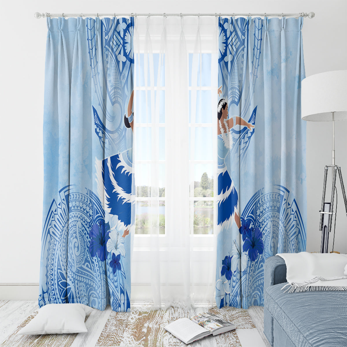 Cook Islands Women's Day Window Curtain With Polynesian Pattern LT05 - Polynesian Pride