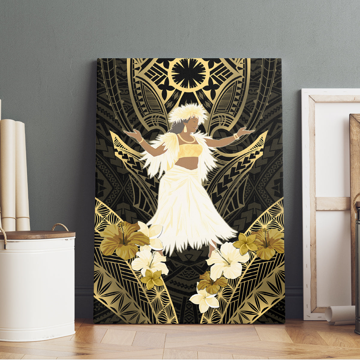 Niue Women's Day Canvas Wall Art With Polynesian Pattern LT05 - Polynesian Pride