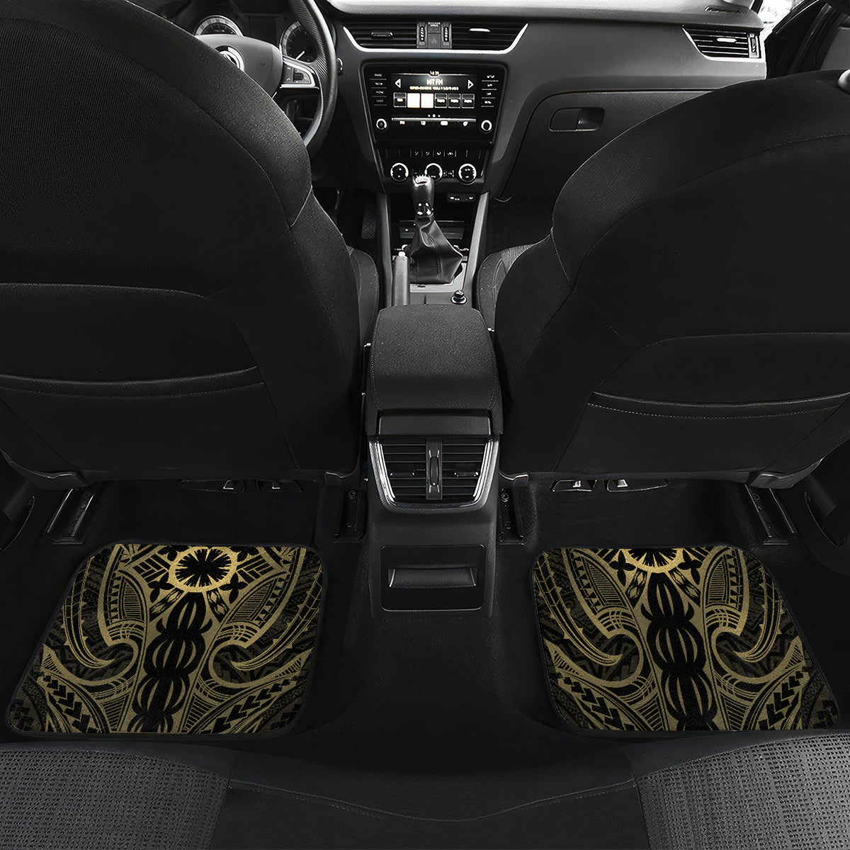 Niue Women's Day Car Mats With Polynesian Pattern LT05 Set 2pcs - Back Gold - Polynesian Pride