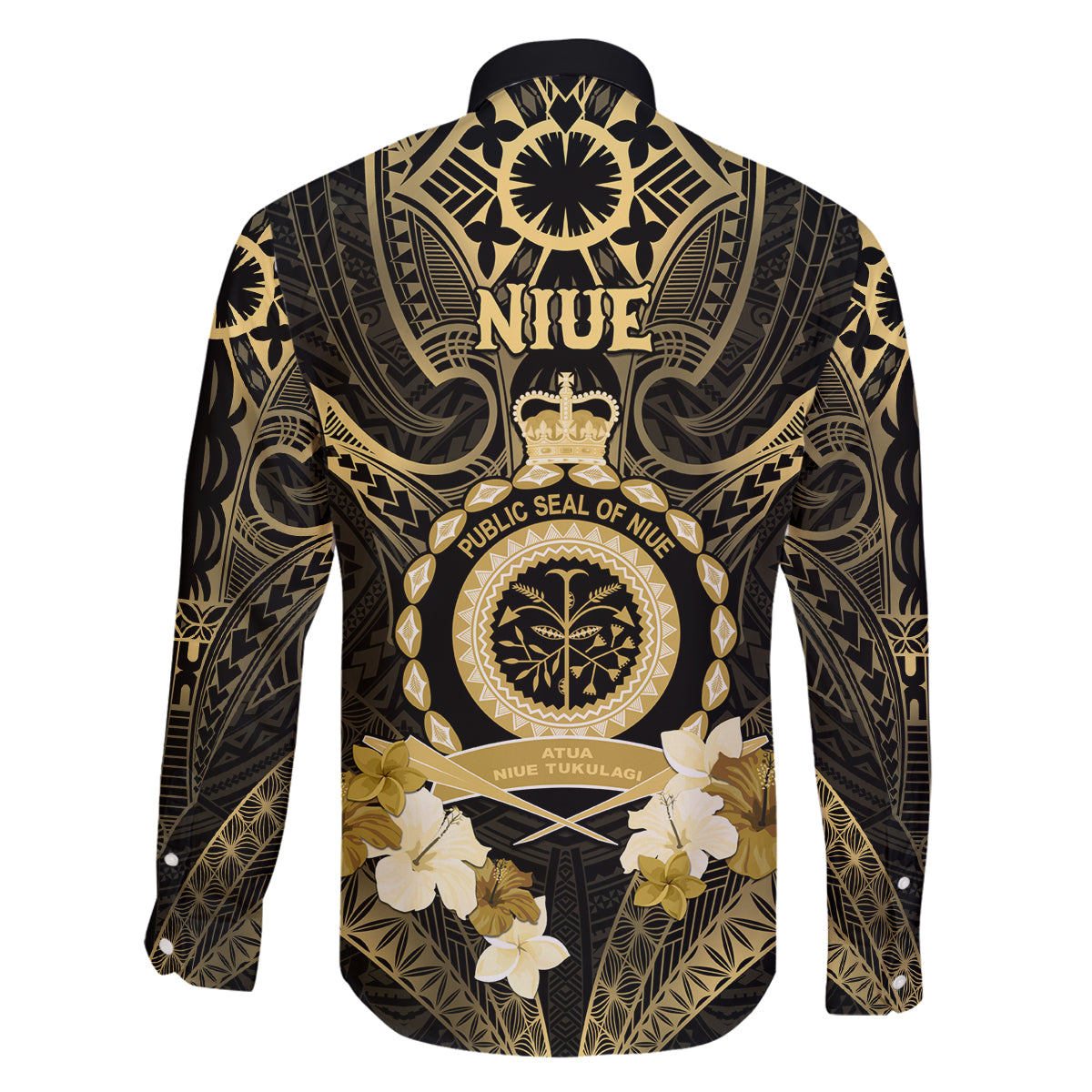 Niue Women's Day Family Matching Off Shoulder Long Sleeve Dress and Hawaiian Shirt With Polynesian Pattern LT05 - Polynesian Pride