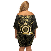 Niue Women's Day Family Matching Off Shoulder Short Dress and Hawaiian Shirt With Polynesian Pattern LT05 - Polynesian Pride