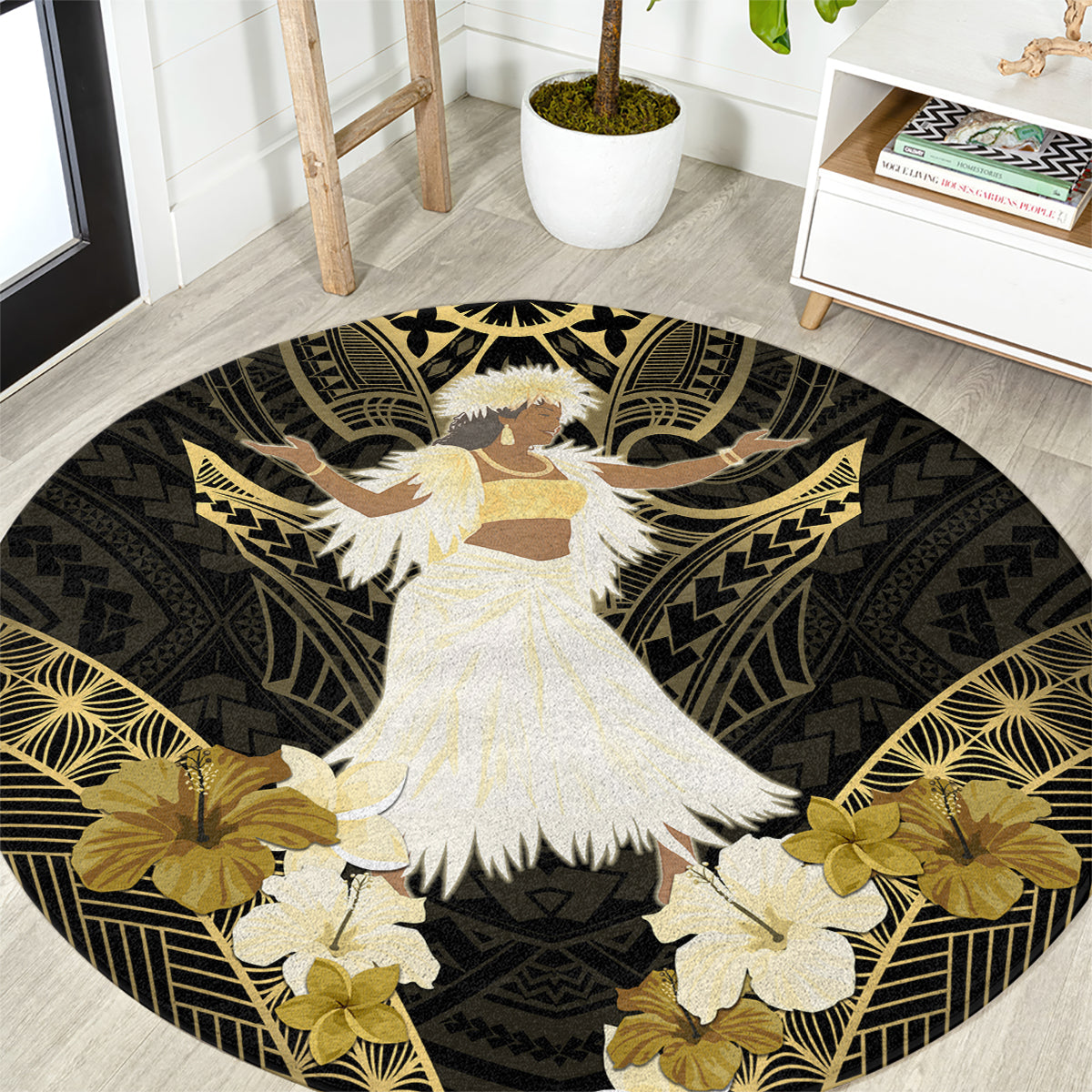 Niue Women's Day Round Carpet With Polynesian Pattern