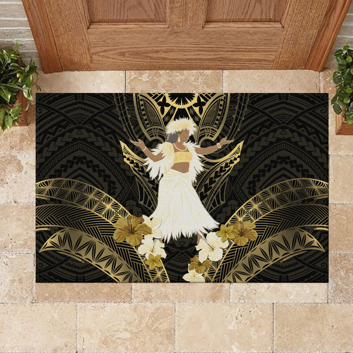 Niue Women's Day Rubber Doormat With Polynesian Pattern LT05 - Polynesian Pride