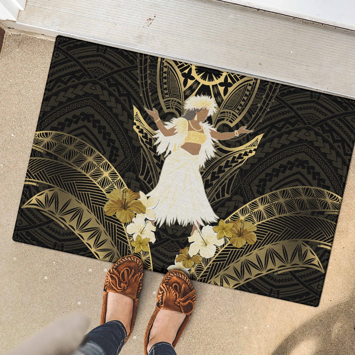Niue Women's Day Rubber Doormat With Polynesian Pattern LT05 - Polynesian Pride