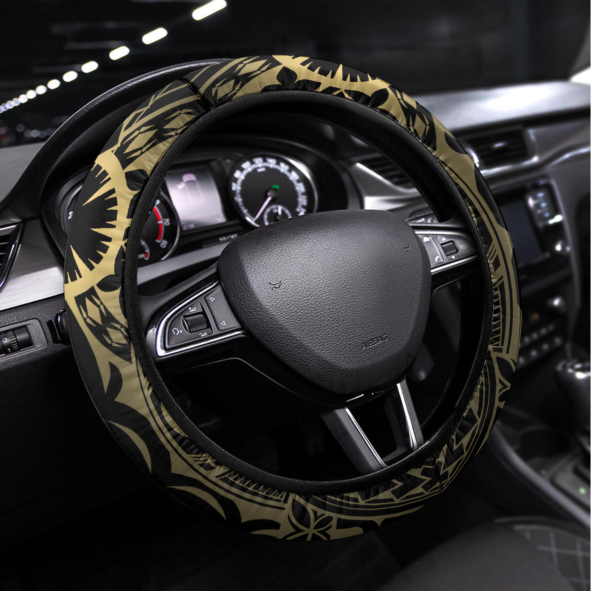 Niue Women's Day Steering Wheel Cover With Polynesian Pattern LT05 Universal Fit Gold - Polynesian Pride