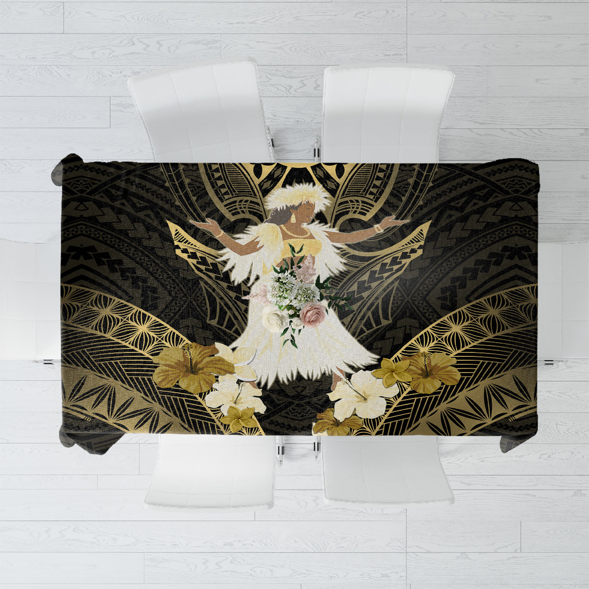 Niue Women's Day Tablecloth With Polynesian Pattern LT05 Gold - Polynesian Pride
