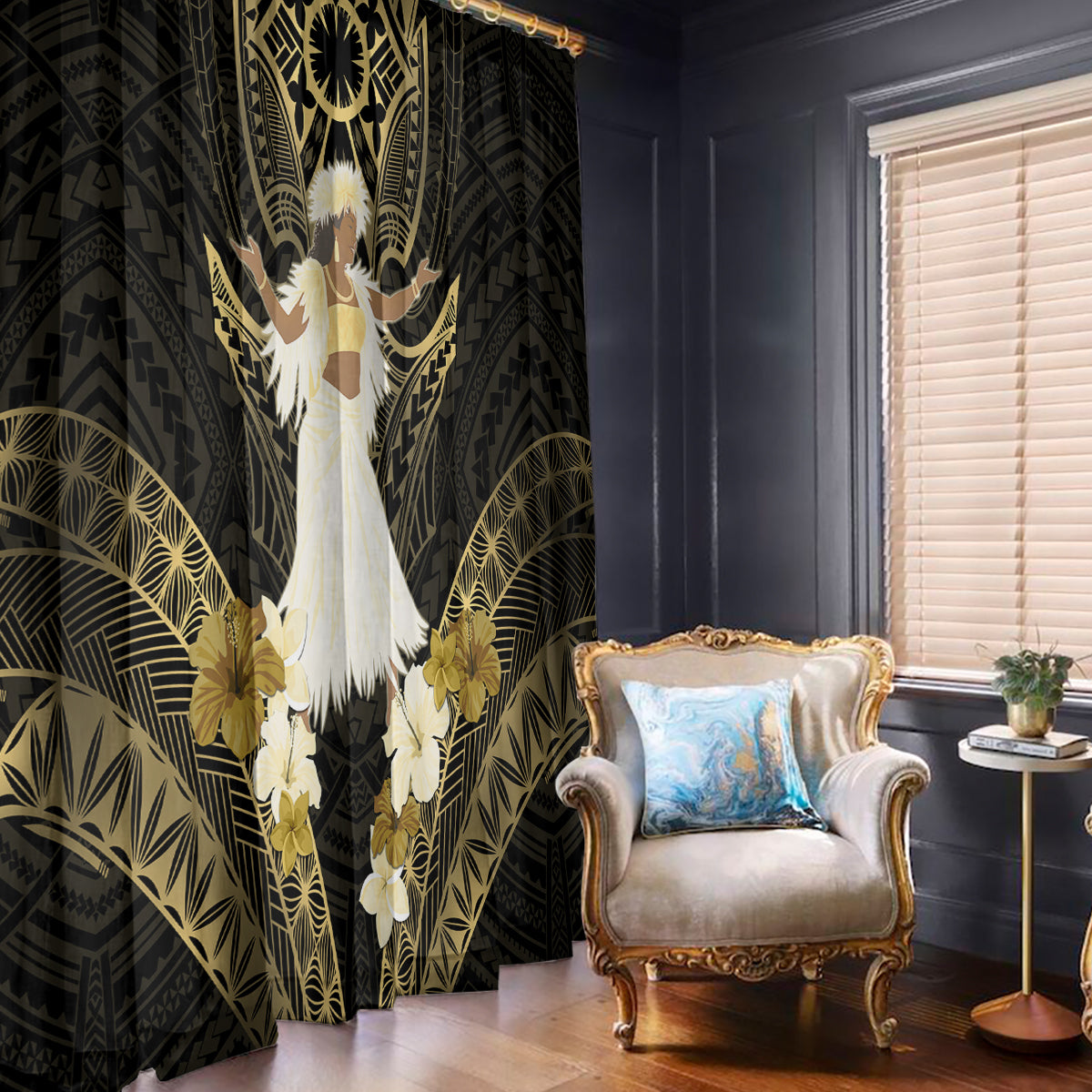 Niue Women's Day Window Curtain With Polynesian Pattern LT05 - Polynesian Pride
