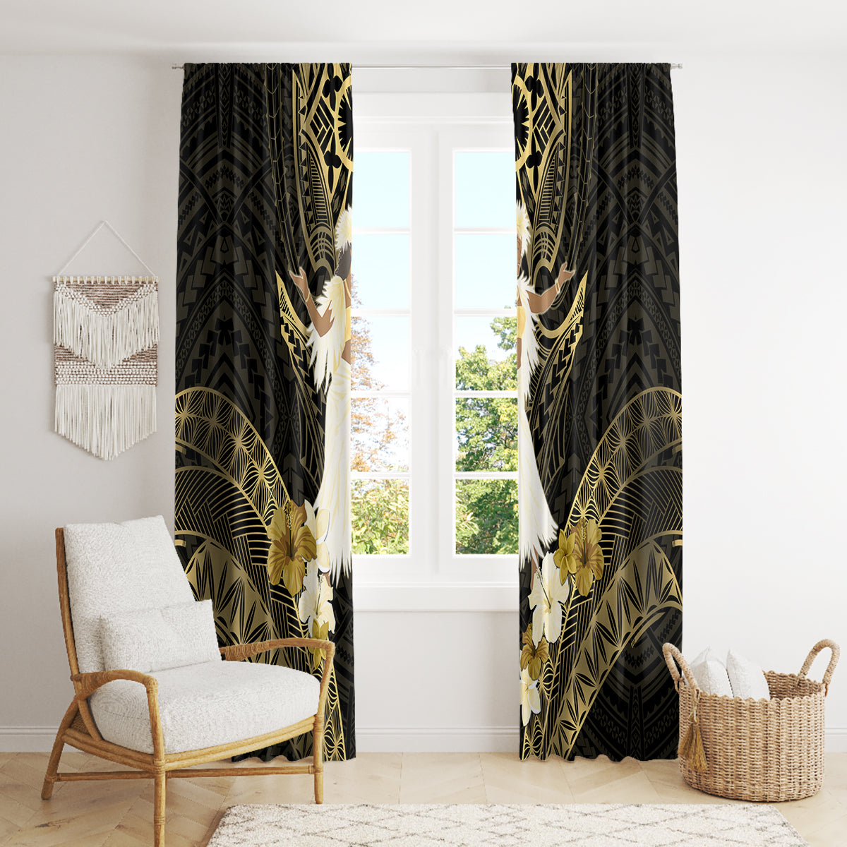 Niue Women's Day Window Curtain With Polynesian Pattern LT05 - Polynesian Pride