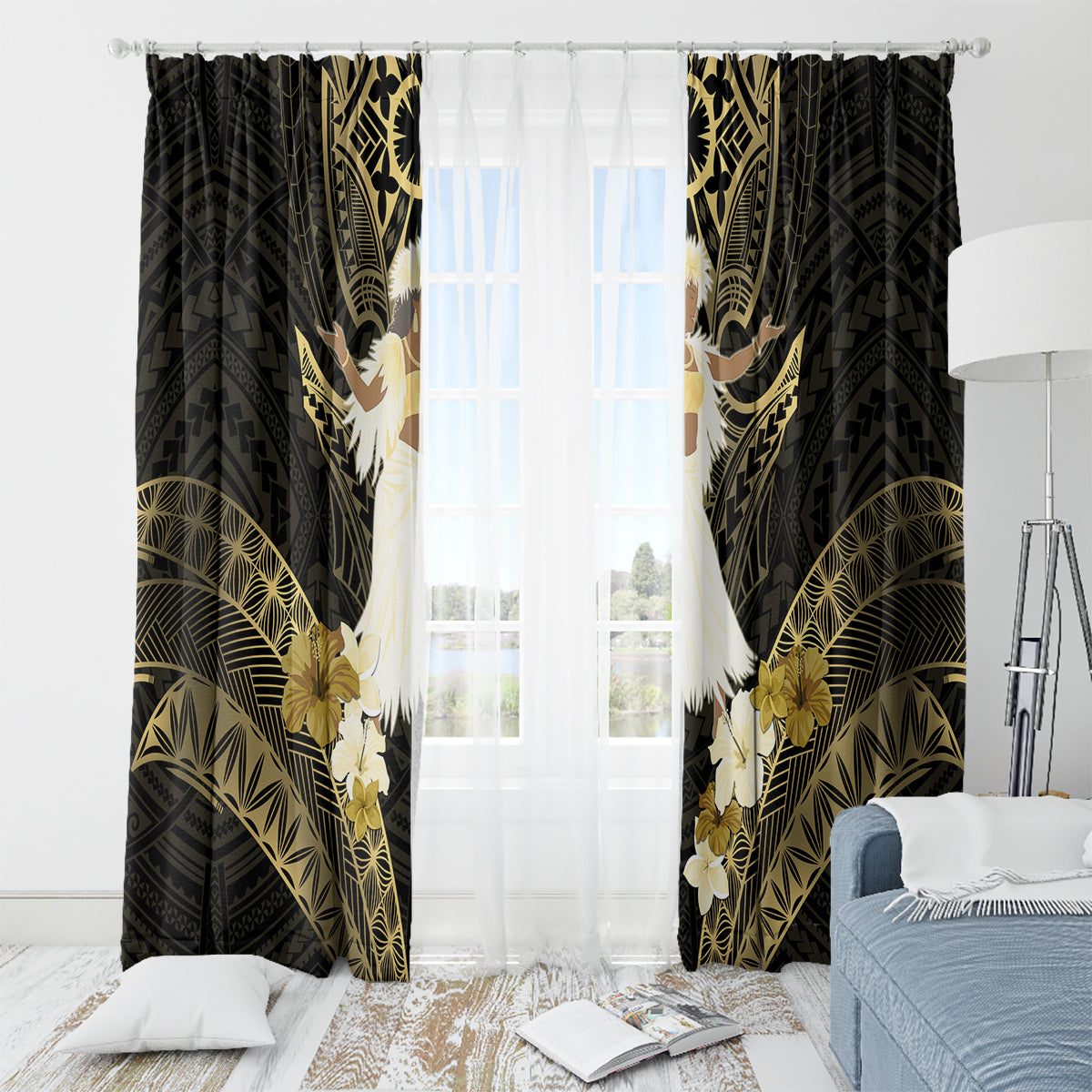 Niue Women's Day Window Curtain With Polynesian Pattern LT05 - Polynesian Pride