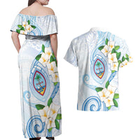 Guam Chamorro Couples Matching Off Shoulder Maxi Dress and Hawaiian Shirt Guasali Flowers Curves Style