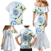 Guam Chamorro Family Matching Mermaid Dress and Hawaiian Shirt Guasali Flowers Curves Style