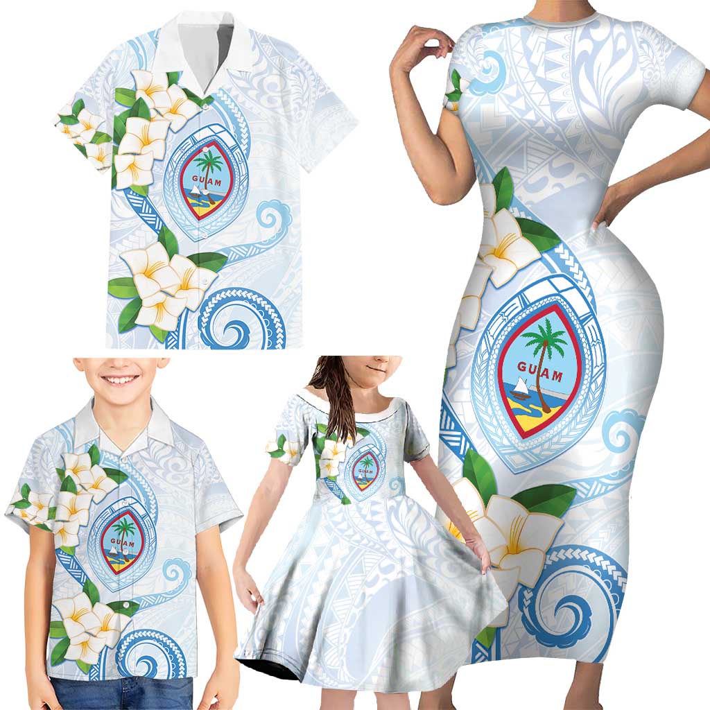 Guam Chamorro Family Matching Short Sleeve Bodycon Dress and Hawaiian Shirt Guasali Flowers Curves Style