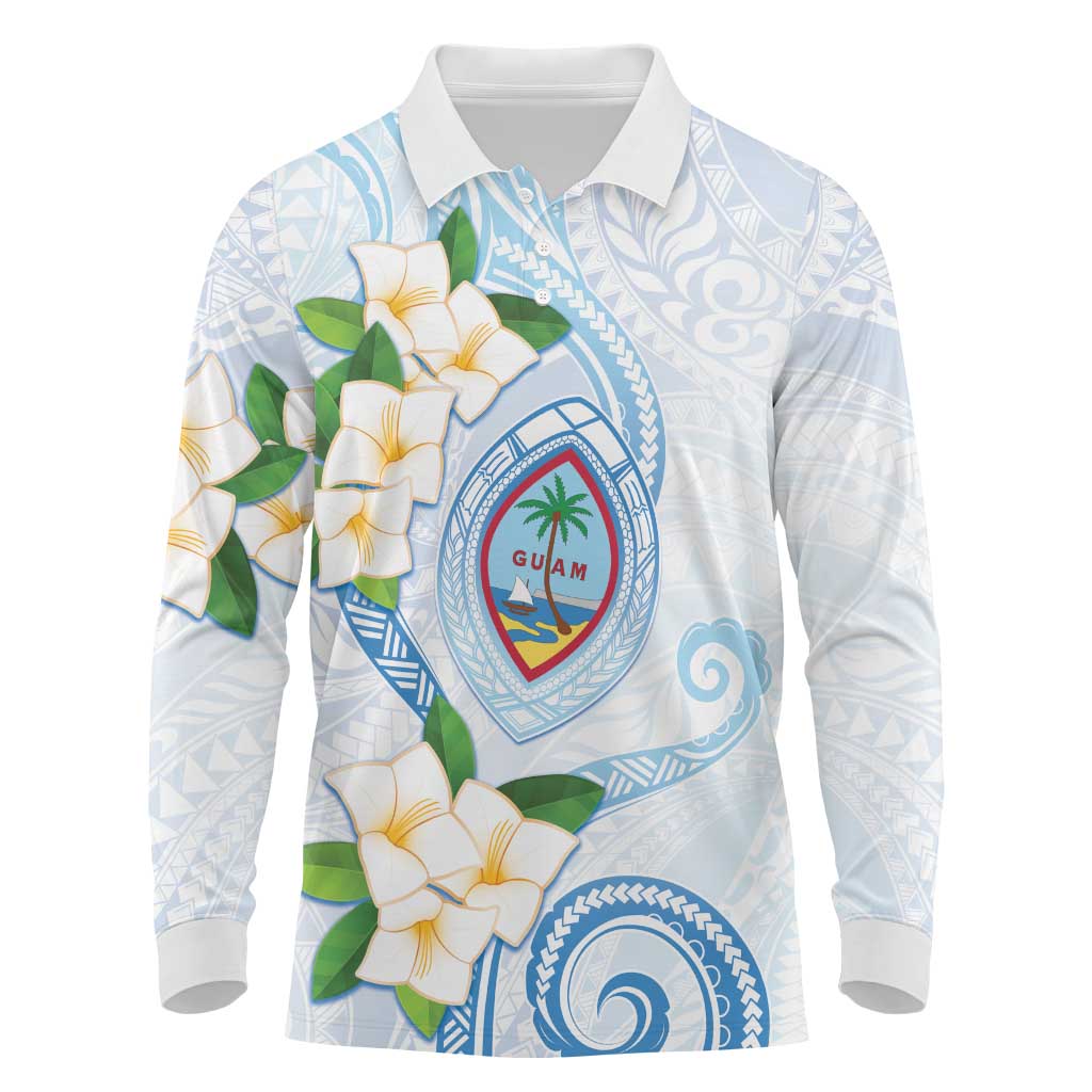 Guam Chamorro Long Sleeve Polo Shirt Guasali Flowers Curves Style