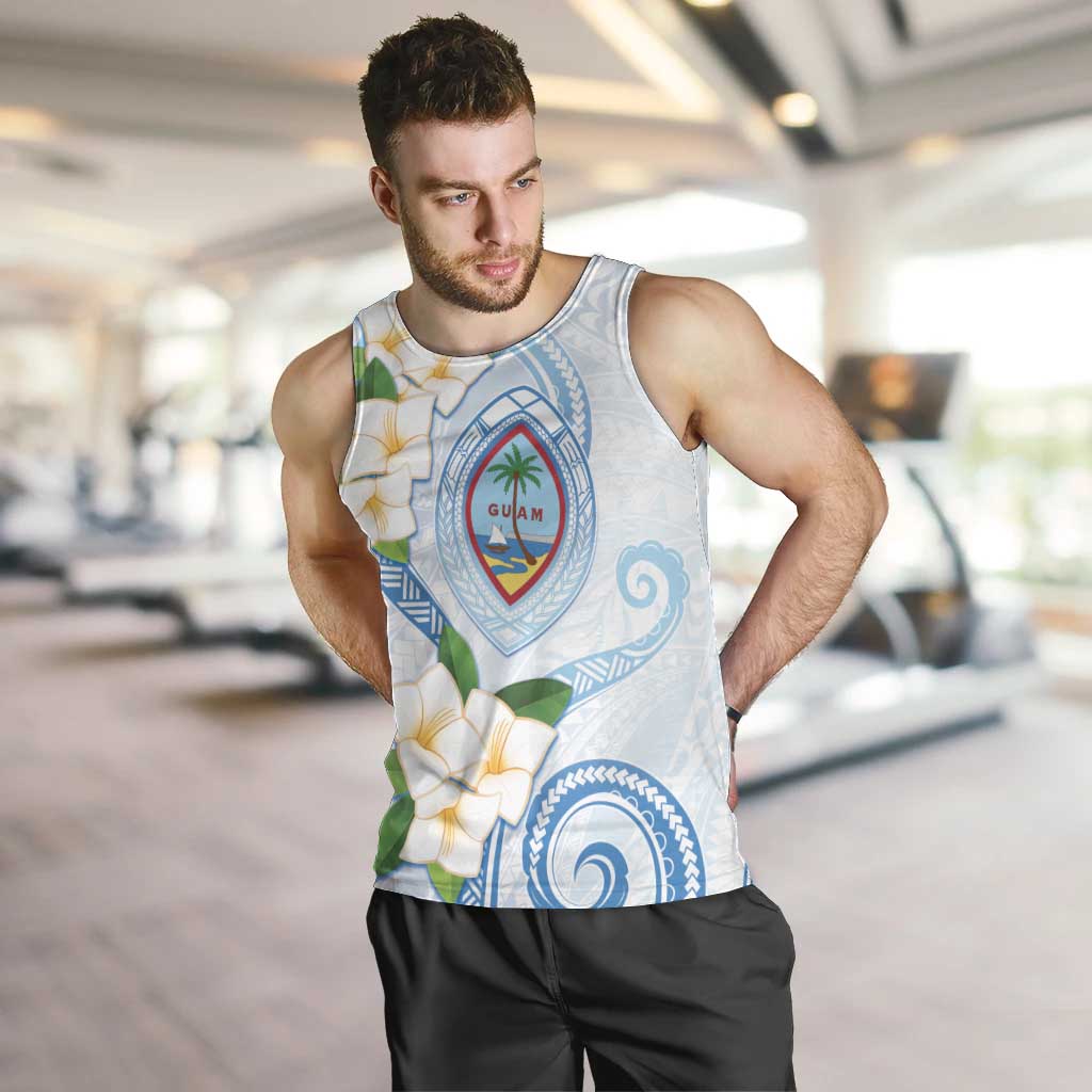 Guam Chamorro Men Tank Top Guasali Flowers Curves Style LT05 Blue - Polynesian Pride