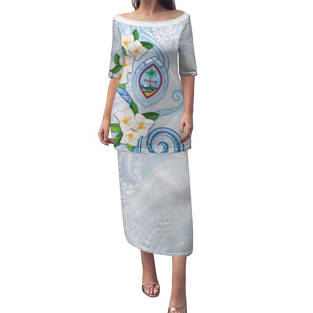 Guam Chamorro Puletasi Guasali Flowers Curves Style LT05 Long Dress Blue - Polynesian Pride